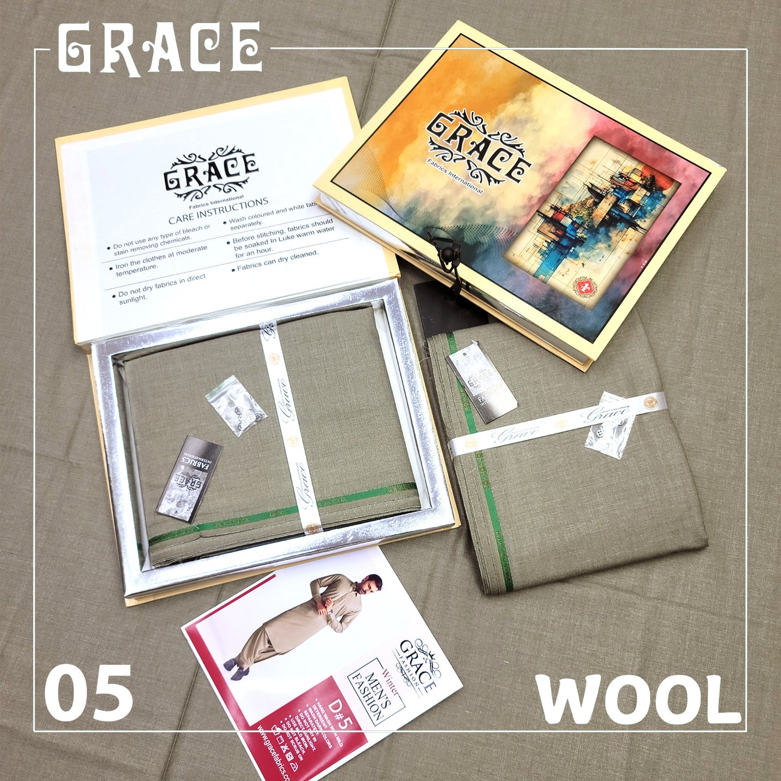 Grace Fancy Slub Wool Unstitched D-001