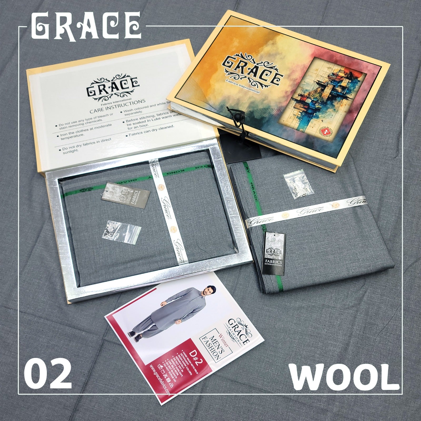 Grace Fancy Slub Wool Unstitched D-007